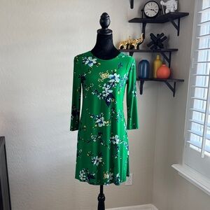 Lauren Ralph Lauren Green Floral Long Sleeve Dress